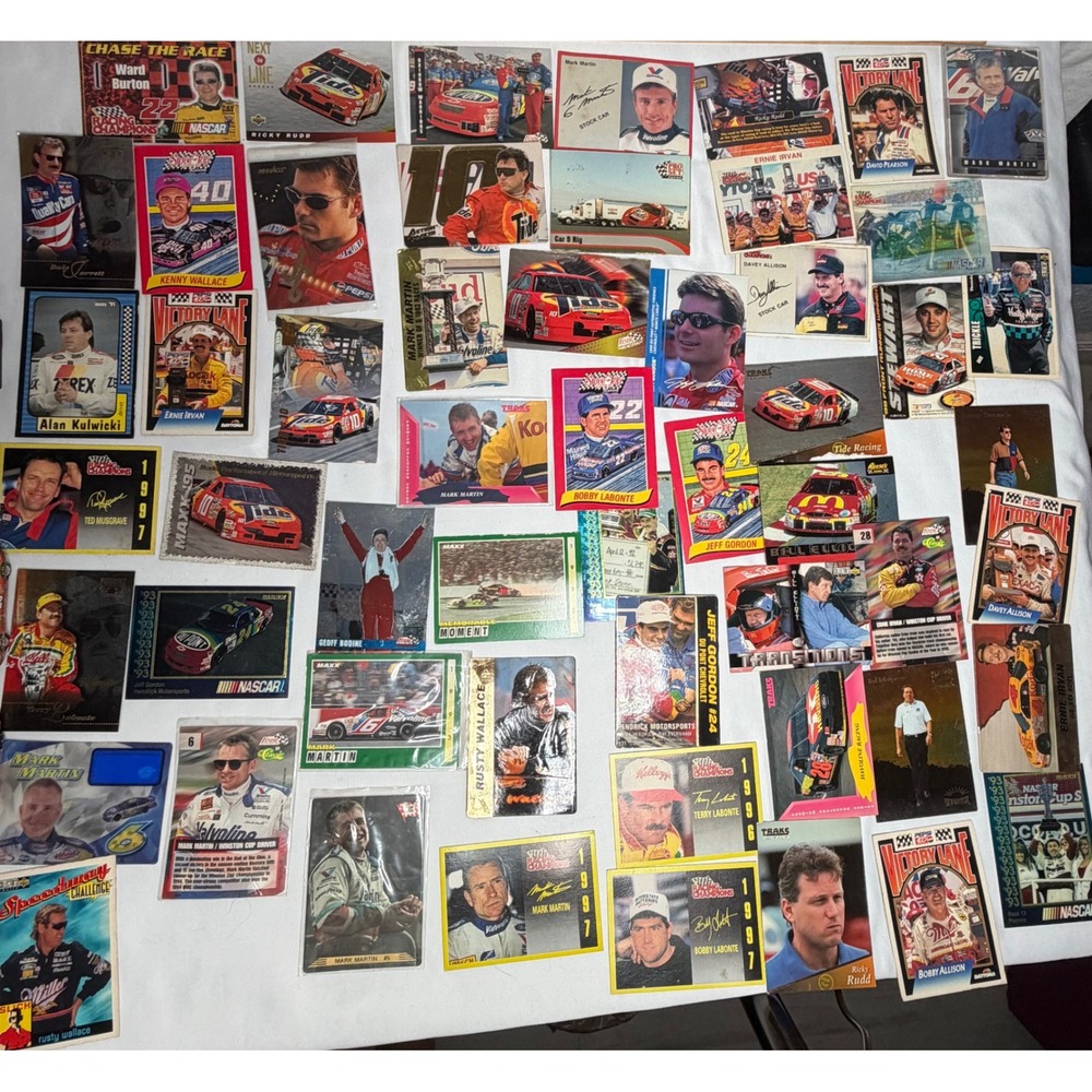 VINTAGE NASCAR Trading Card Lot Mixed Brands 50+ Multicolor GOOD